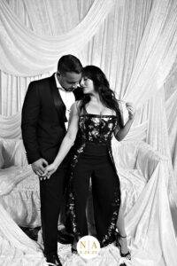 Biltmore Wedding Portrait Lounge Couple B&W
