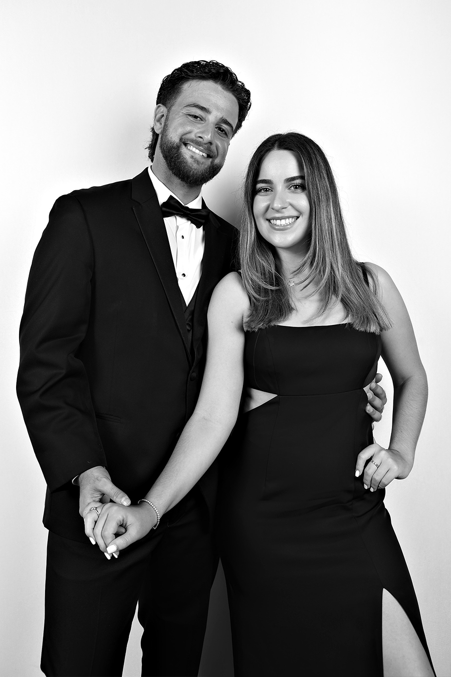couple at wedding glam portrait lounge b&w