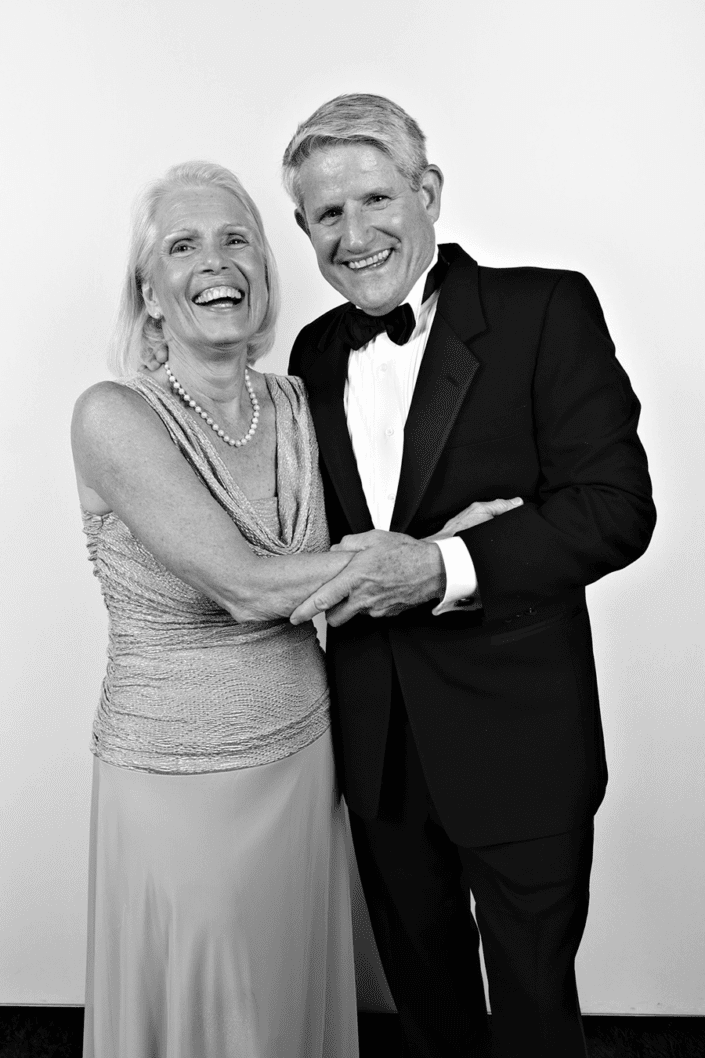 mature couple at wedding glam portrait lounge b&w