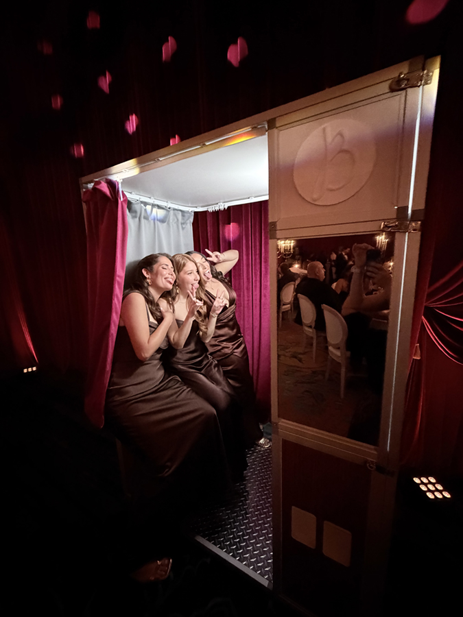 bts couple at red wedding in classic enclosed photo booth