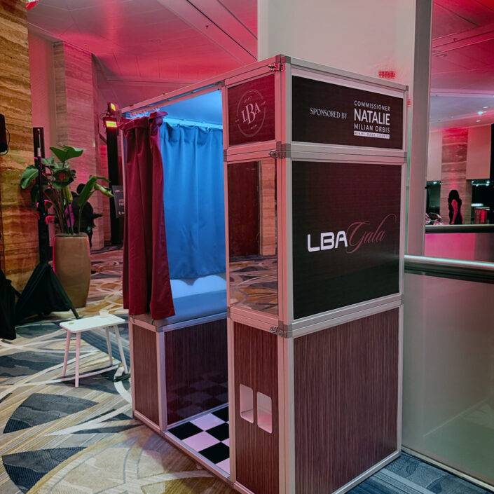 branded enclosed photo booth for a gala