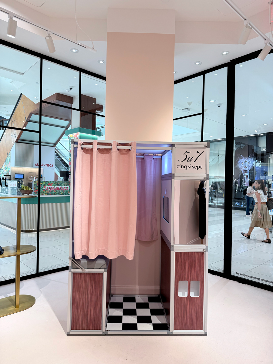 boutique enclosed photo booth cinq a sept aventura mall retail activation custom branding