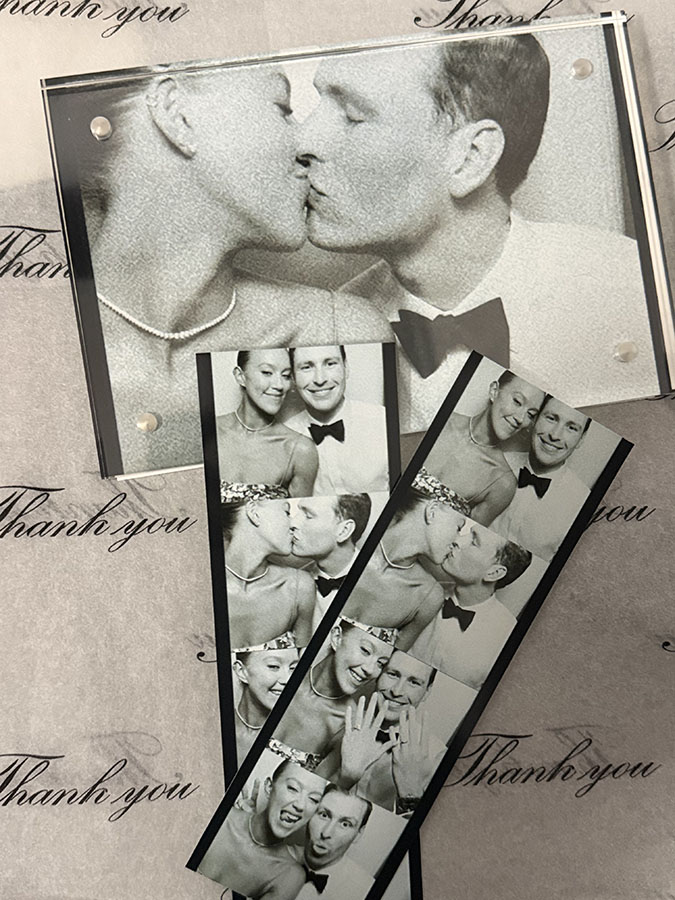 digital film photo booth with custom sepia filter and film grain at the Rubell Museum wedding in Miami