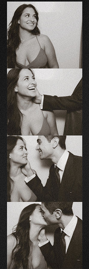 digital film photo booth with custom sepia filter and film grain at the Rubell Museum wedding in Miami