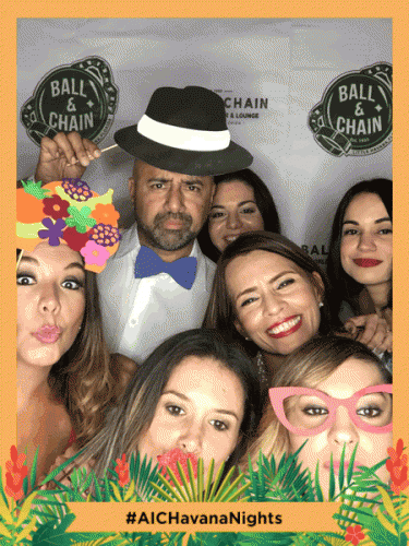 tropical corporate event photo booth